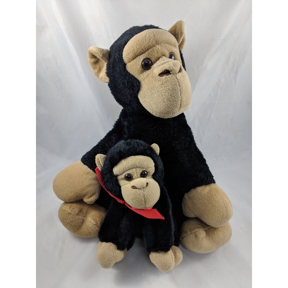 Fiesta Lazybeans Chimpanzee Chimp Plush‎ Ape Monkey 7.5 12 Inch Lot 2 Stuffed